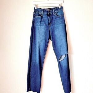 destructed dark wash joes jeans denim crop